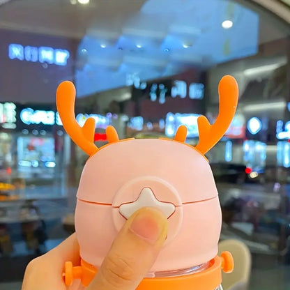Cartoon Antler Water Bottle with Strap