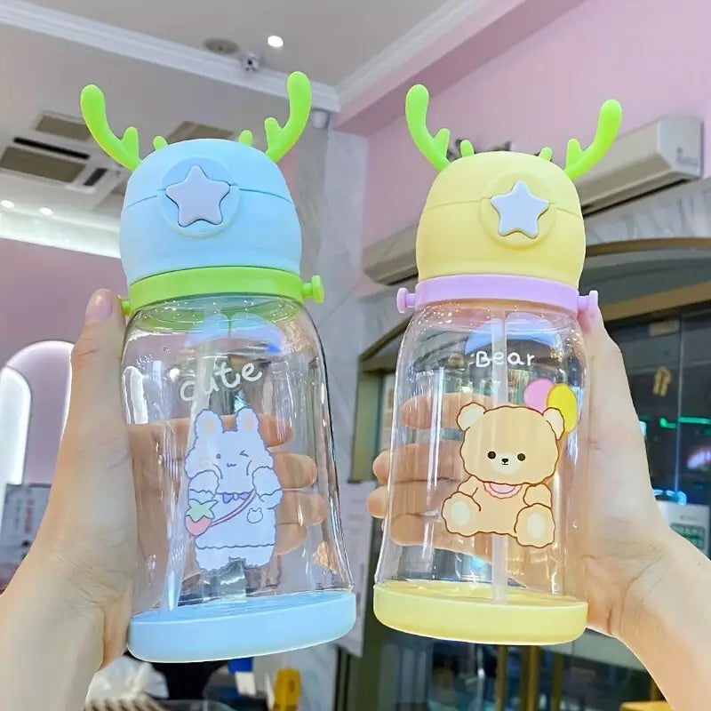 Cartoon Antler Water Bottle with Strap