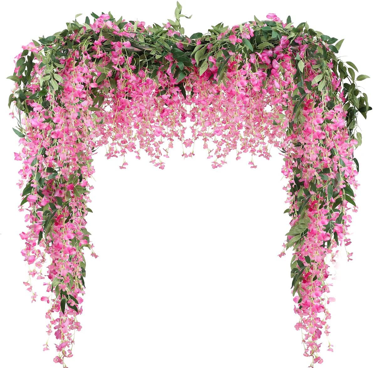 3Pcs 7.2Ft/Piece Artificial Flowers Wisteria Garland Artificial Wisteria Vine Hanging Flower Greenery Garland for Home Garden Outdoor Wedding Arch Floral Decor (Light Purple)