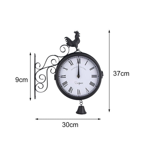Outdoor Iron Garden Clock - Creative Double-Sided Design