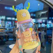 Cartoon Antler Water Bottle with Strap