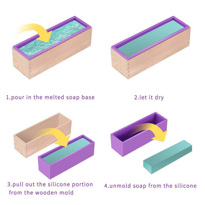 Silicone Soap Loaf Mold with Wooden Box