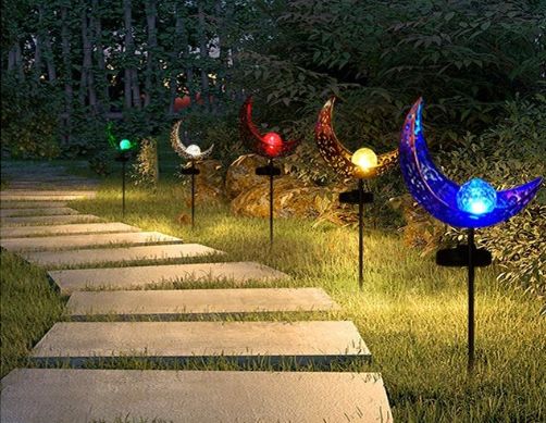 LED Solar Flame Light - Outdoor Iron Moon Garden Lamp